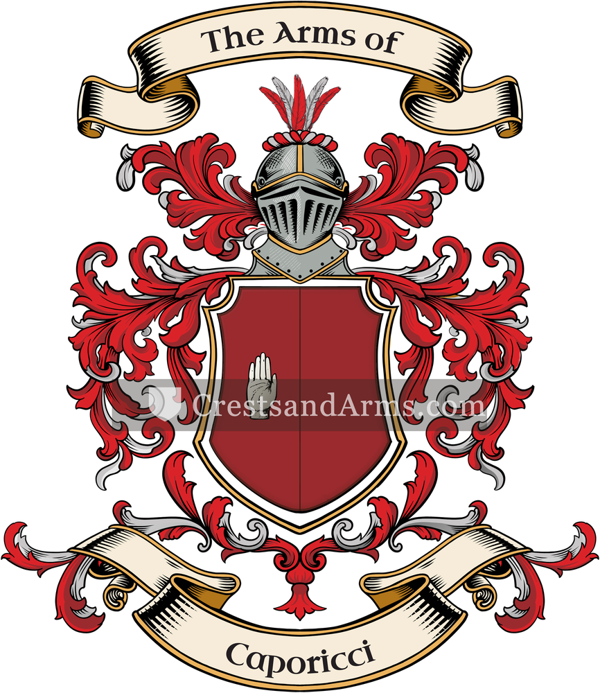 The Caporicci coat of arms, drawn from the recorded blazon