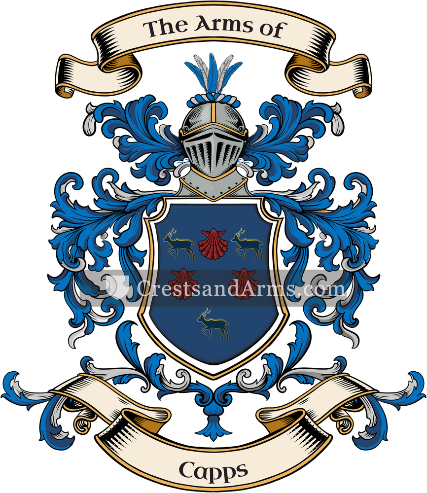 The Capps coat of arms, drawn from the recorded blazon