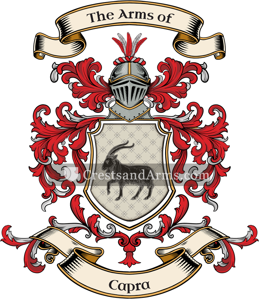 The Capra coat of arms, drawn from the recorded blazon