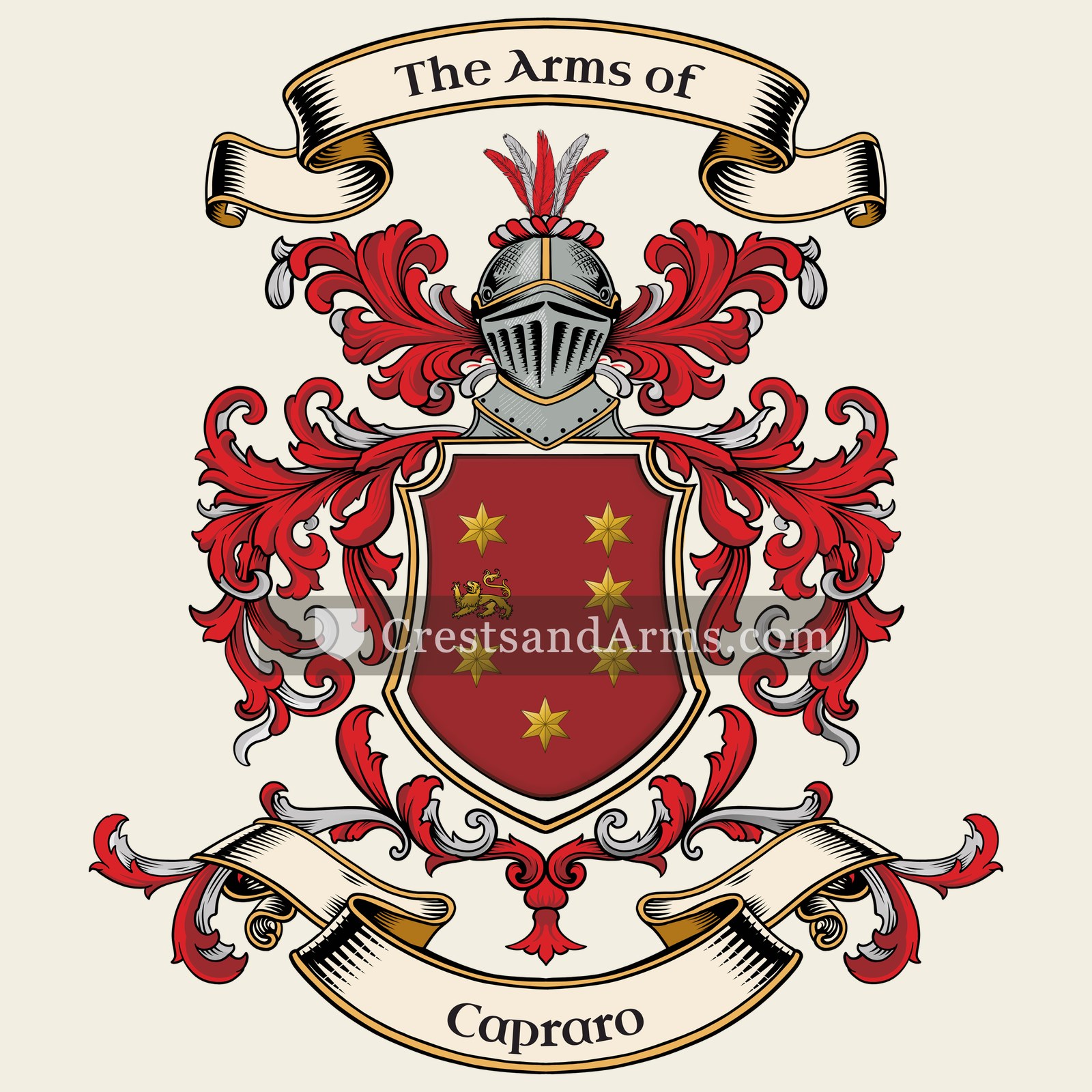 The Capraro coat of arms, drawn from the recorded blazon