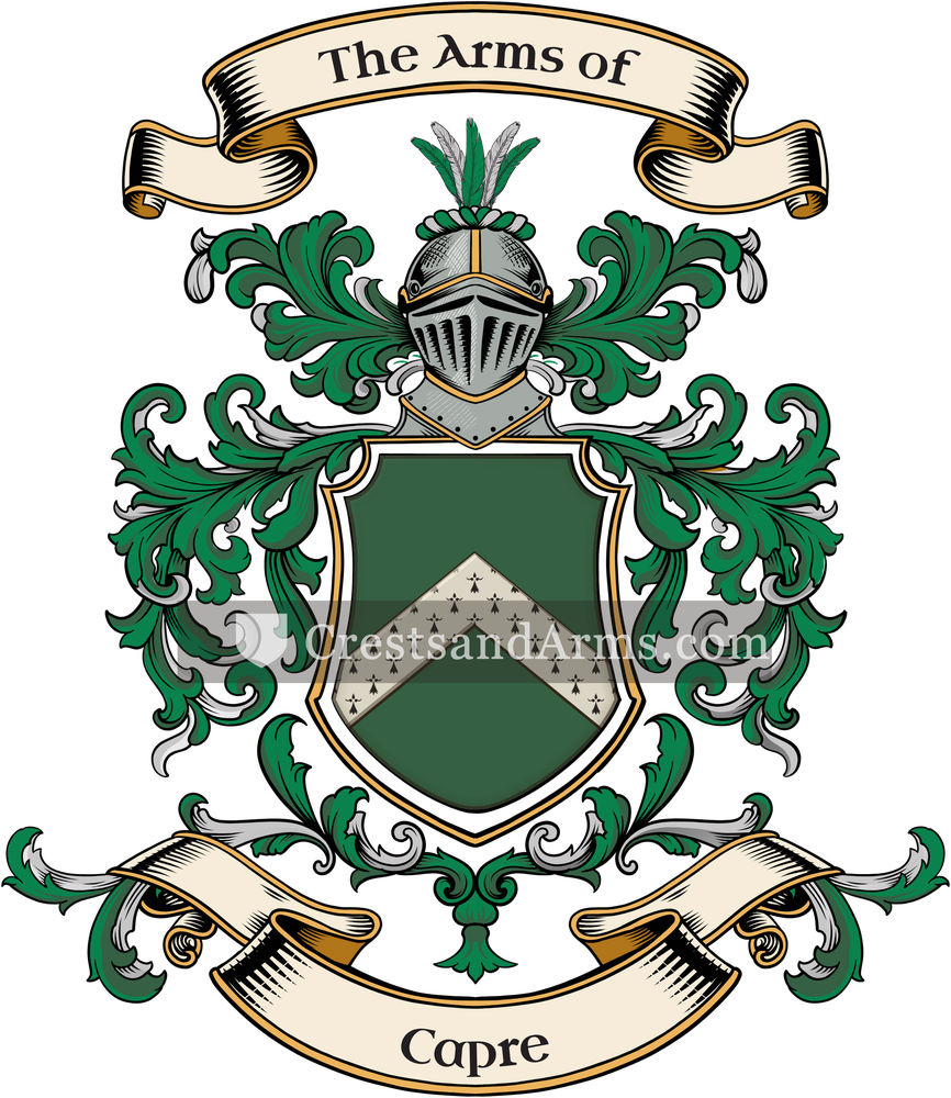 The Capre coat of arms, drawn from the recorded blazon