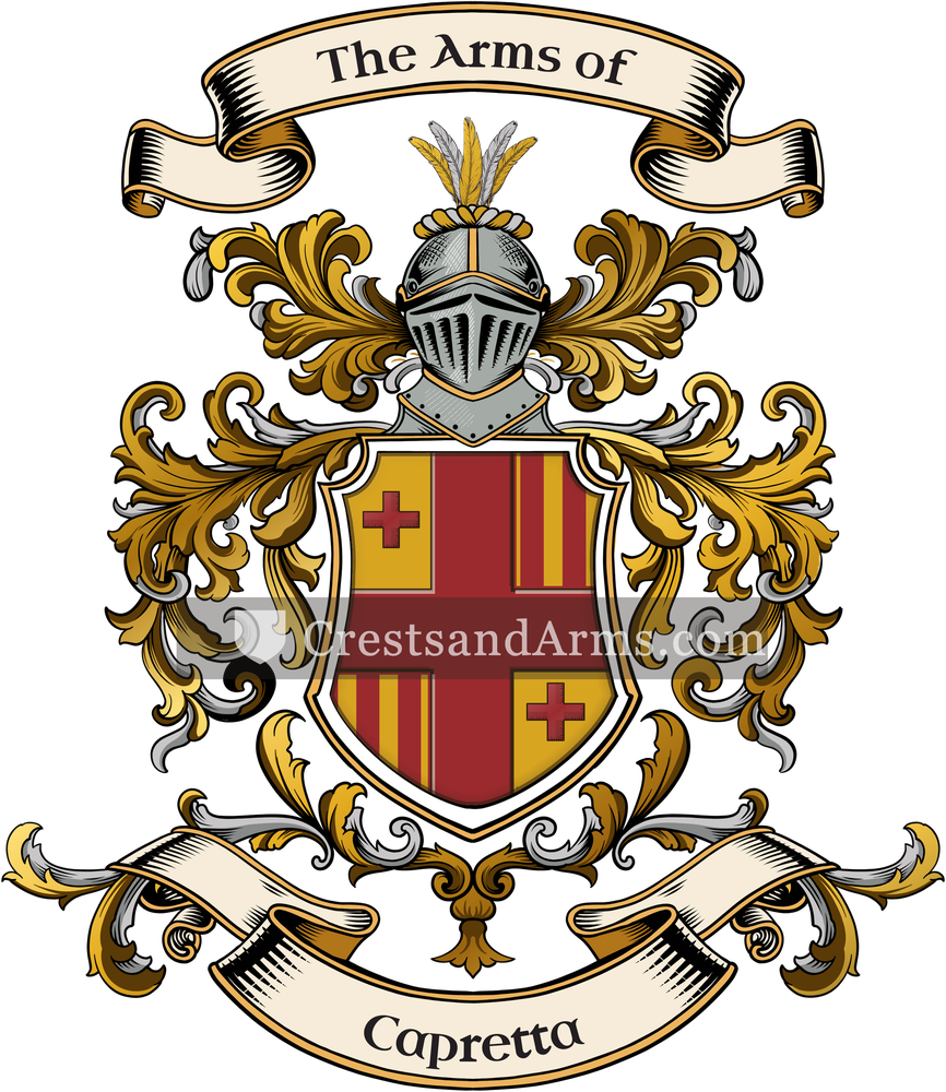 The Capretta coat of arms, drawn from the recorded blazon
