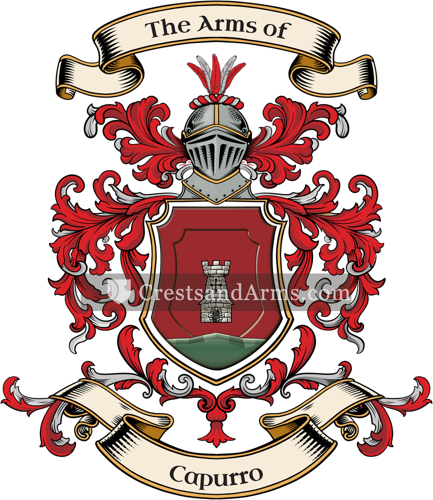 The Capurro coat of arms, drawn from the recorded blazon