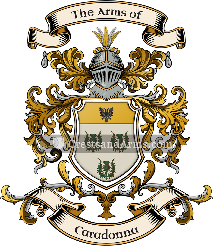 The Caradonna coat of arms, drawn from the recorded blazon