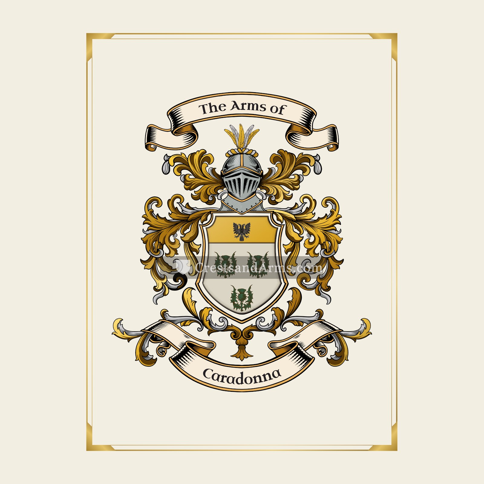 With gold border