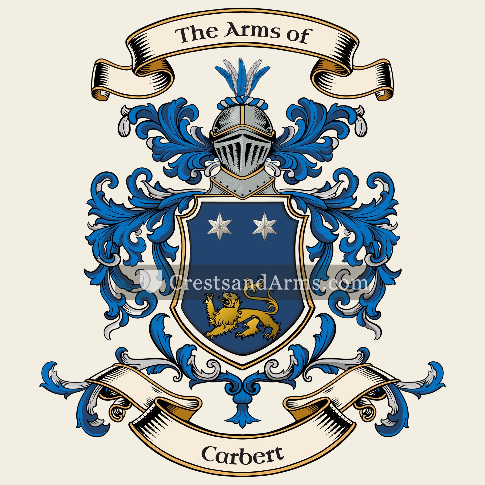 The Carbert coat of arms, drawn from the recorded blazon