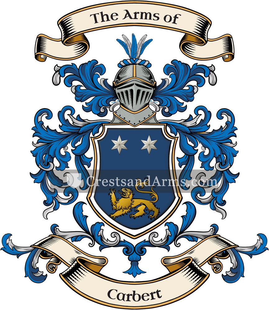 The Carbert coat of arms, drawn from the recorded blazon