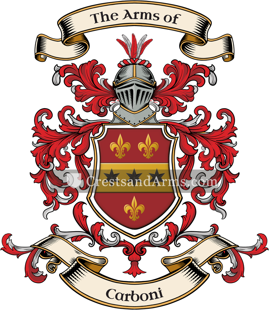 The Carboni coat of arms, drawn from the recorded blazon