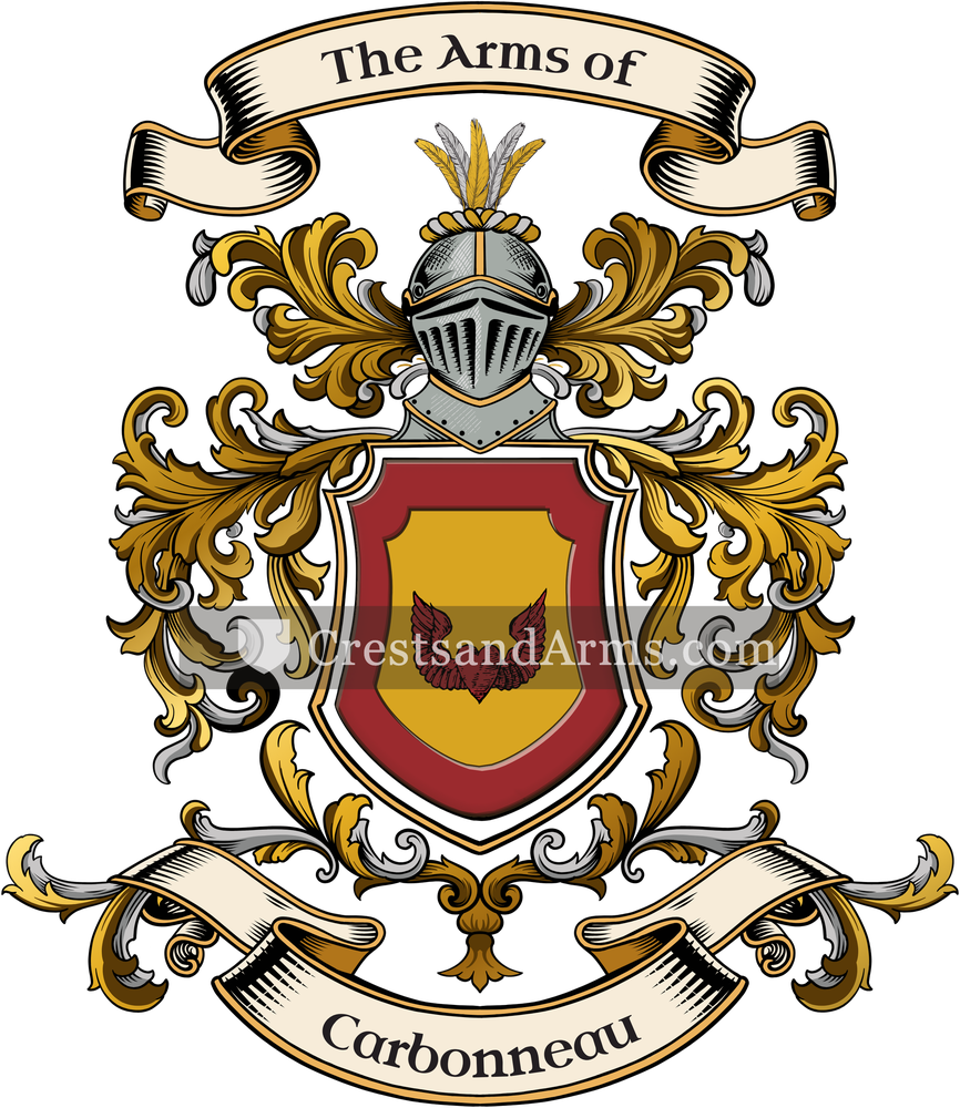 The Carbonneau coat of arms, drawn from the recorded blazon
