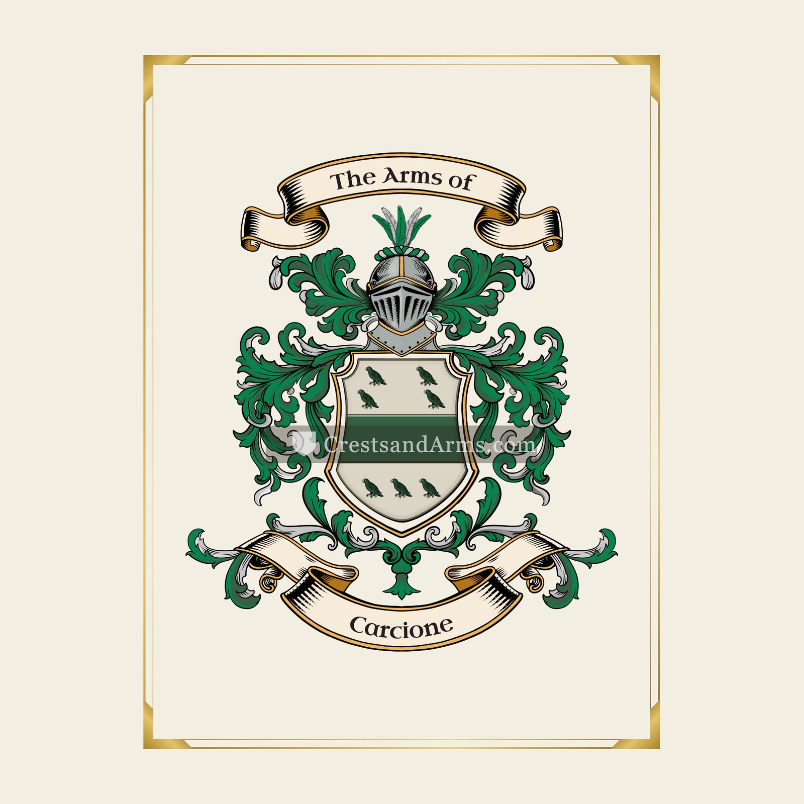 With gold border