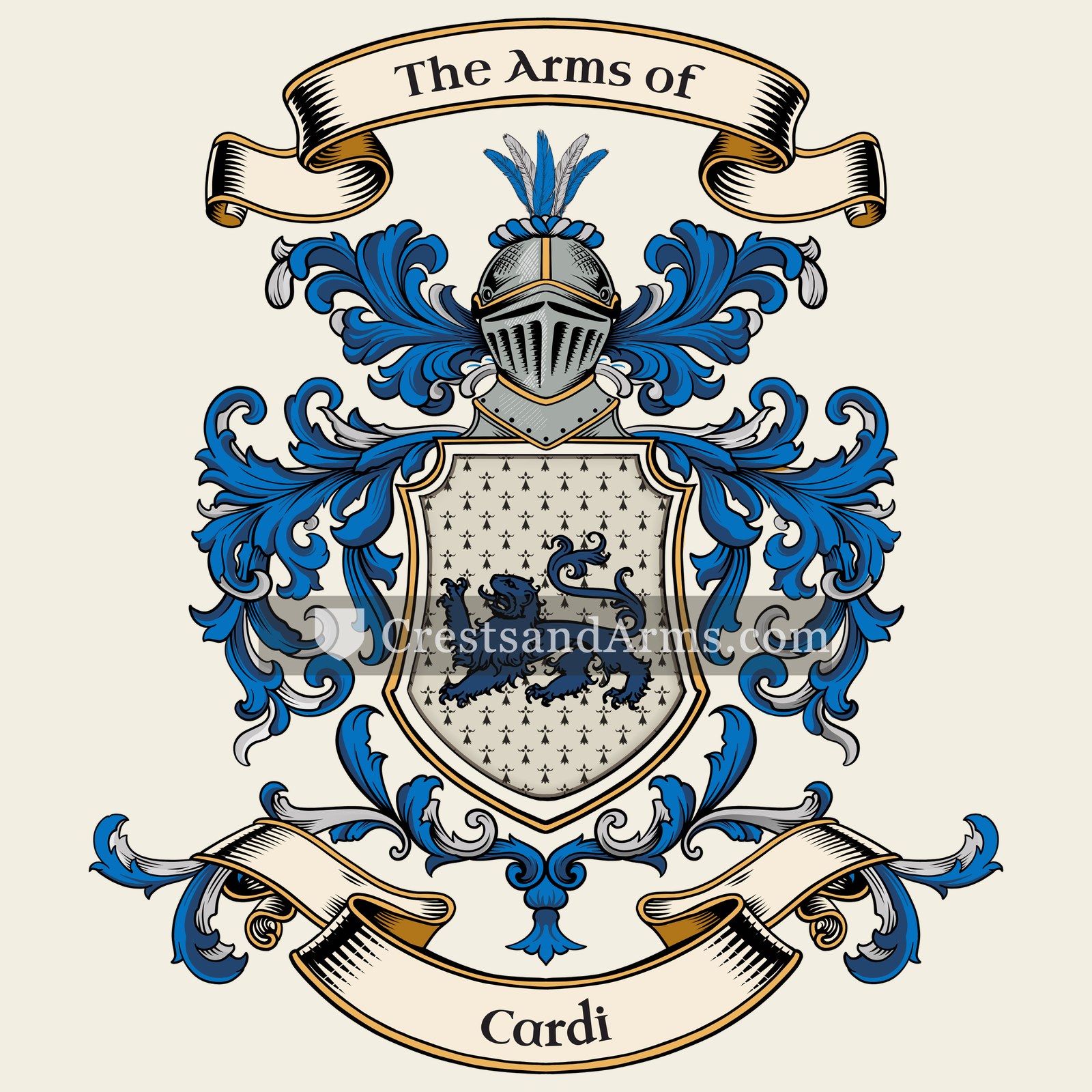 The Cardi coat of arms, drawn from the recorded blazon