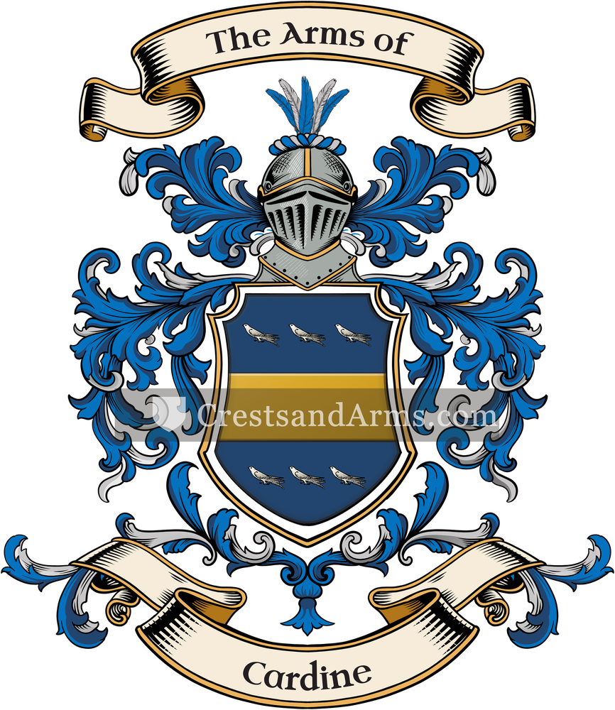 The Cardine coat of arms, drawn from the recorded blazon
