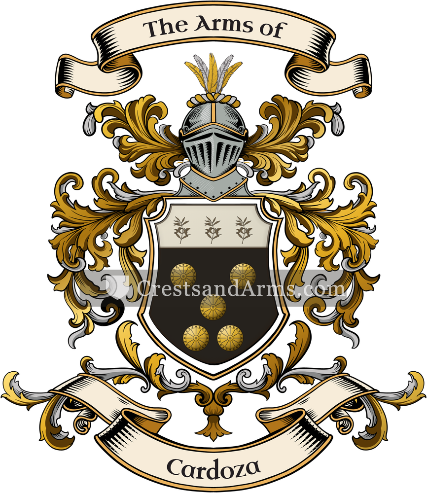 The Cardoza coat of arms, drawn from the recorded blazon