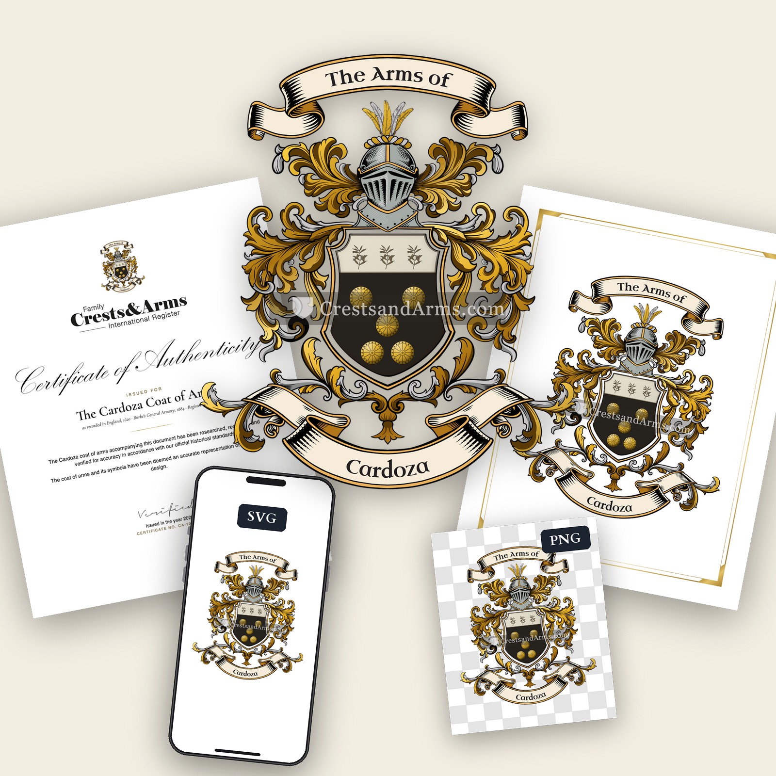 The Cardoza arms on the coat of arms — digital pack