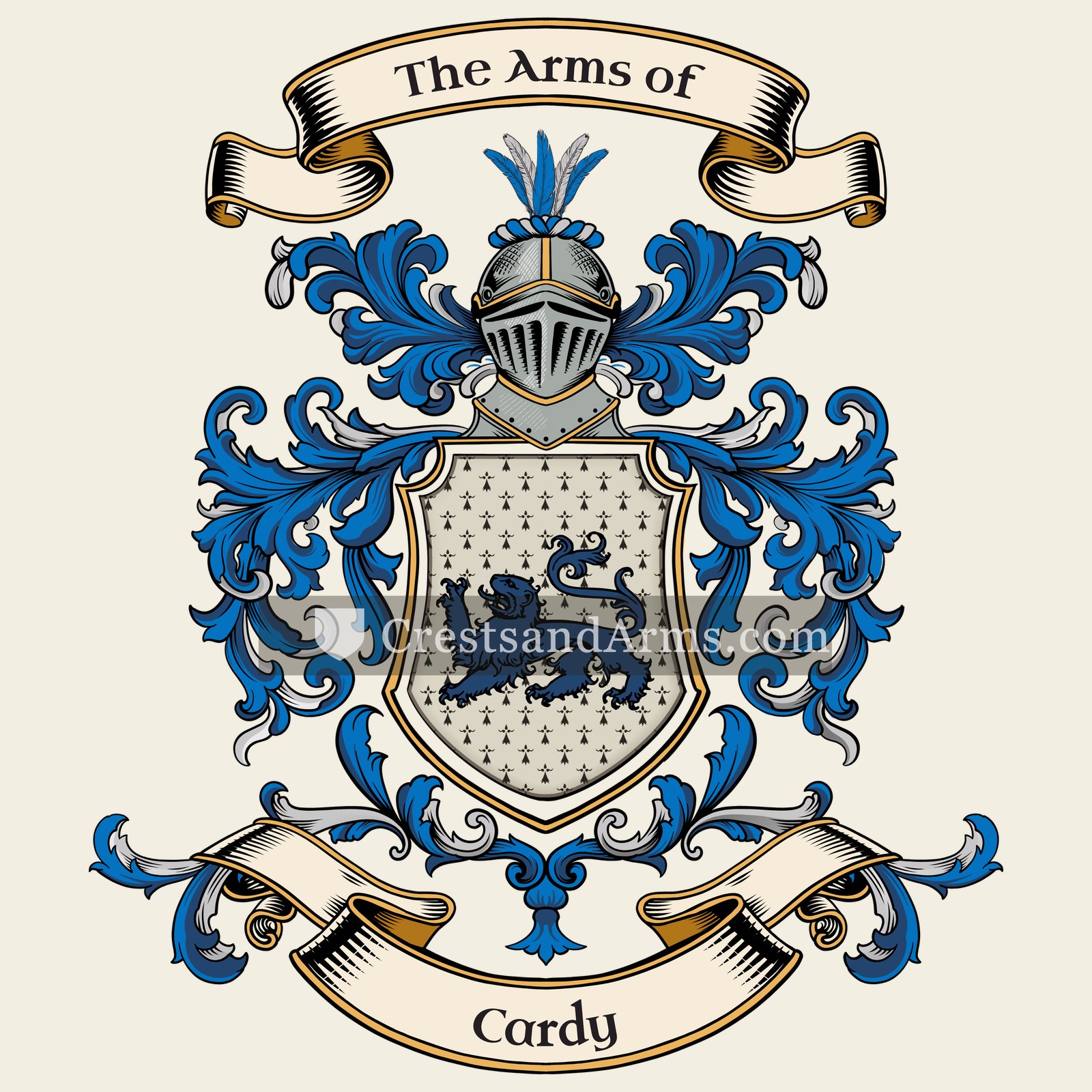 The Cardy coat of arms, drawn from the recorded blazon