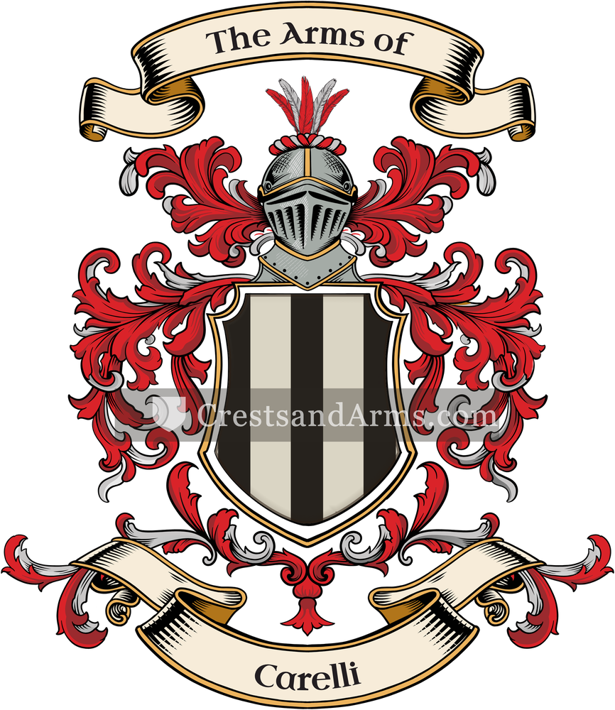The Carelli coat of arms, drawn from the recorded blazon