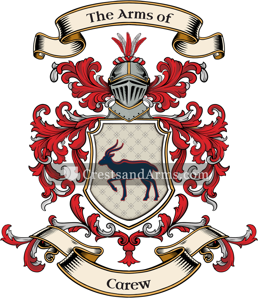The Carew coat of arms, drawn from the recorded blazon