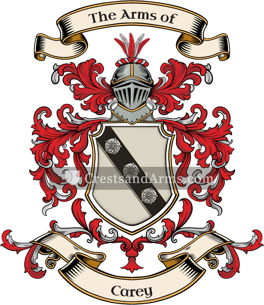 The Carey coat of arms, drawn from the recorded blazon