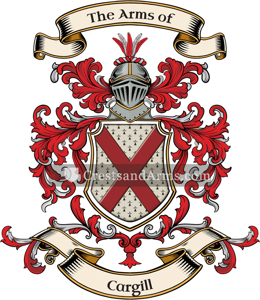 The Cargill coat of arms, drawn from the recorded blazon