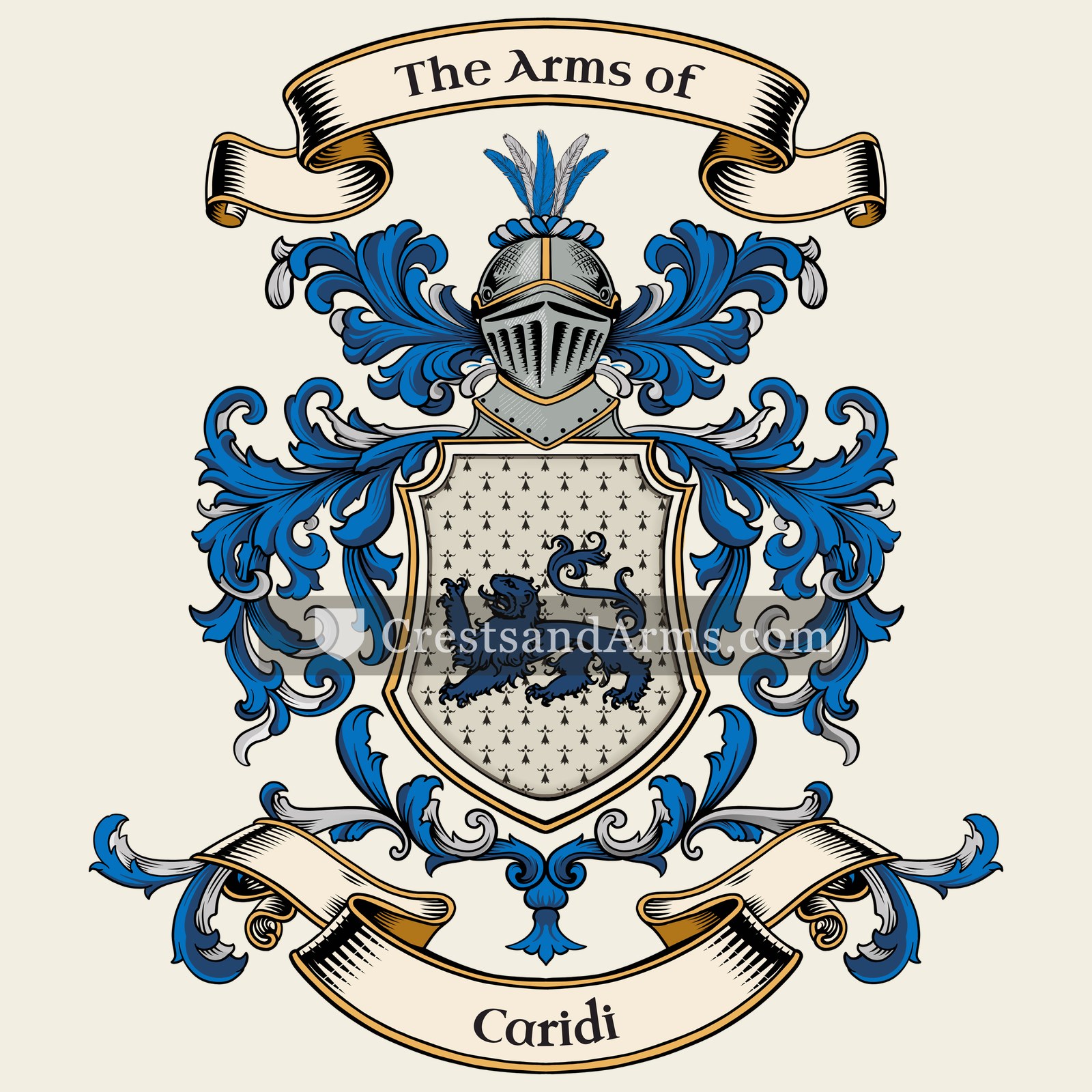The Caridi coat of arms, drawn from the recorded blazon