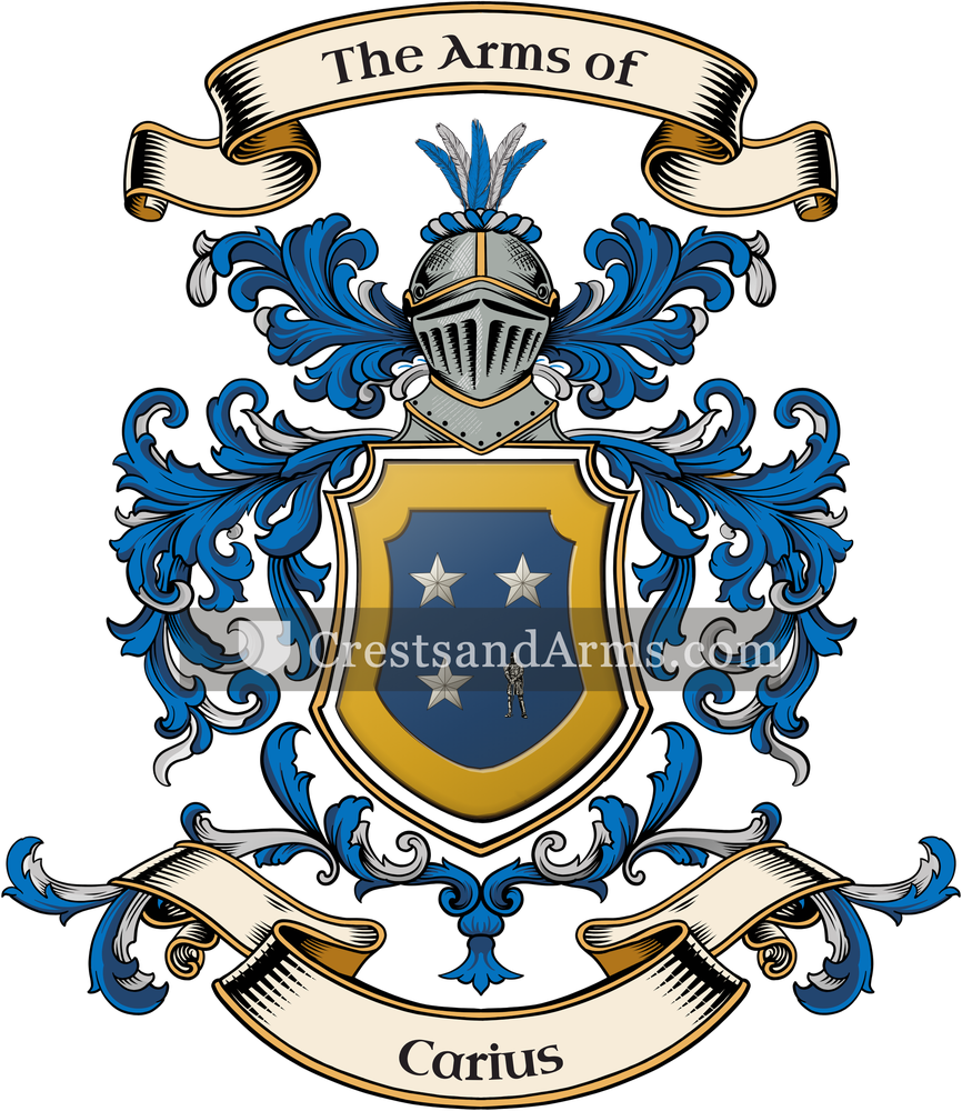 The Carius coat of arms, drawn from the recorded blazon