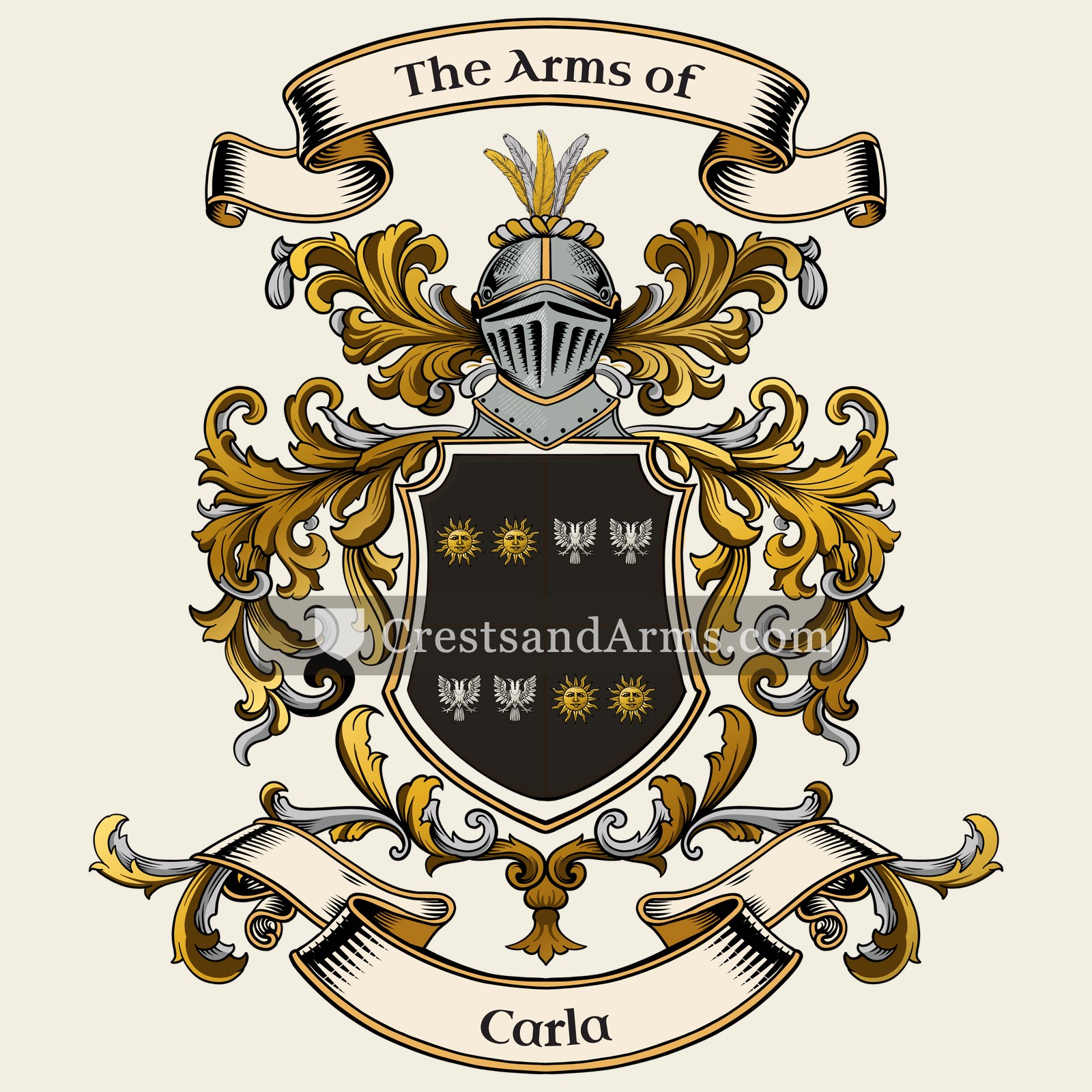 The Carla coat of arms, drawn from the recorded blazon