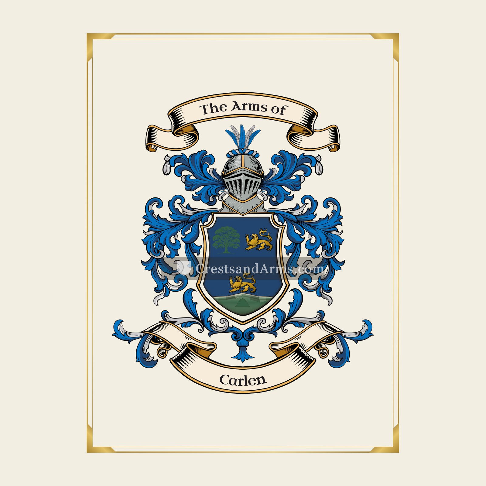 With gold border