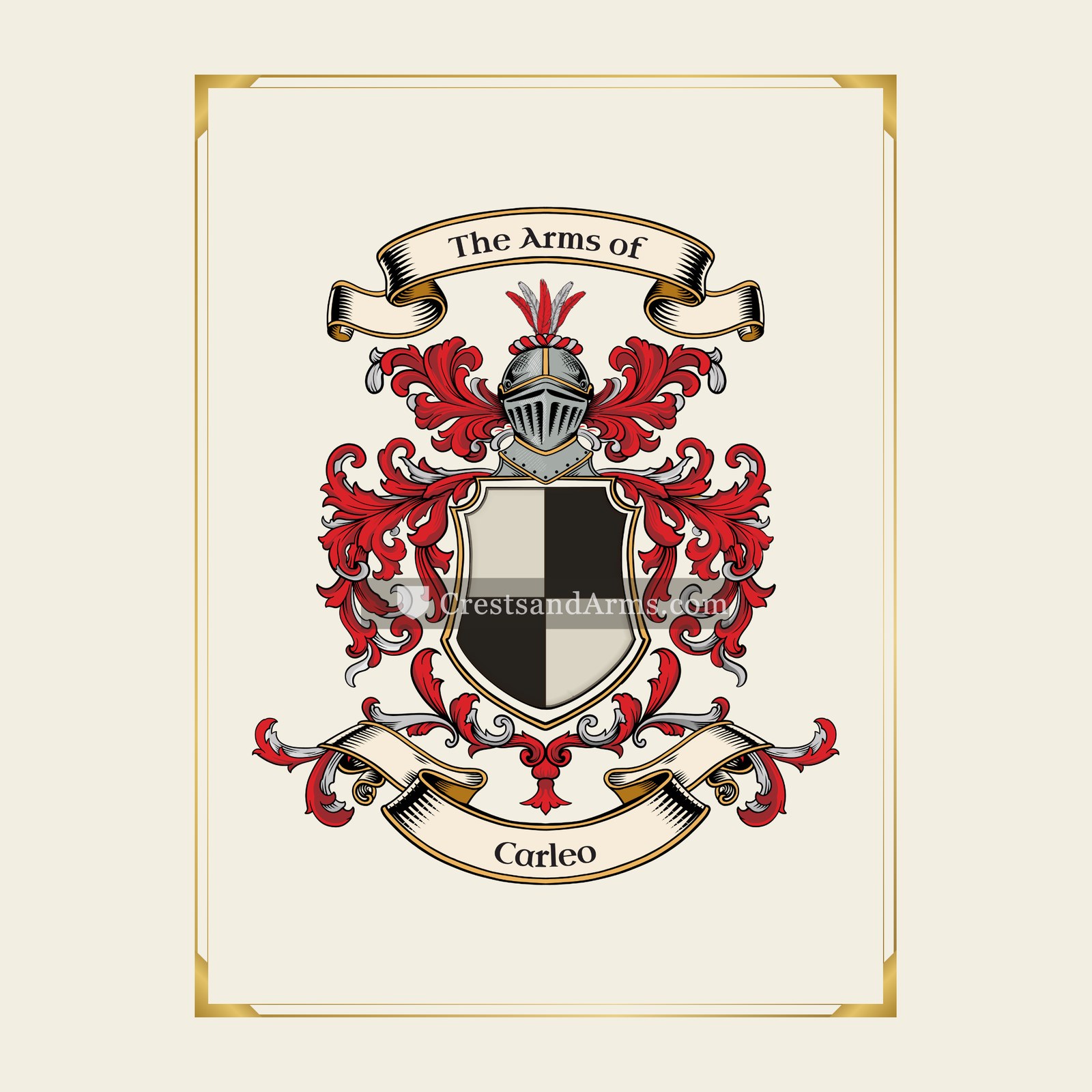 With gold border
