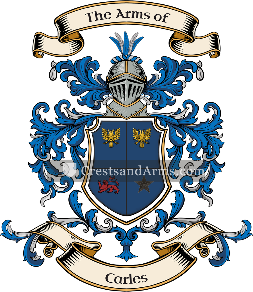 The Carles coat of arms, drawn from the recorded blazon