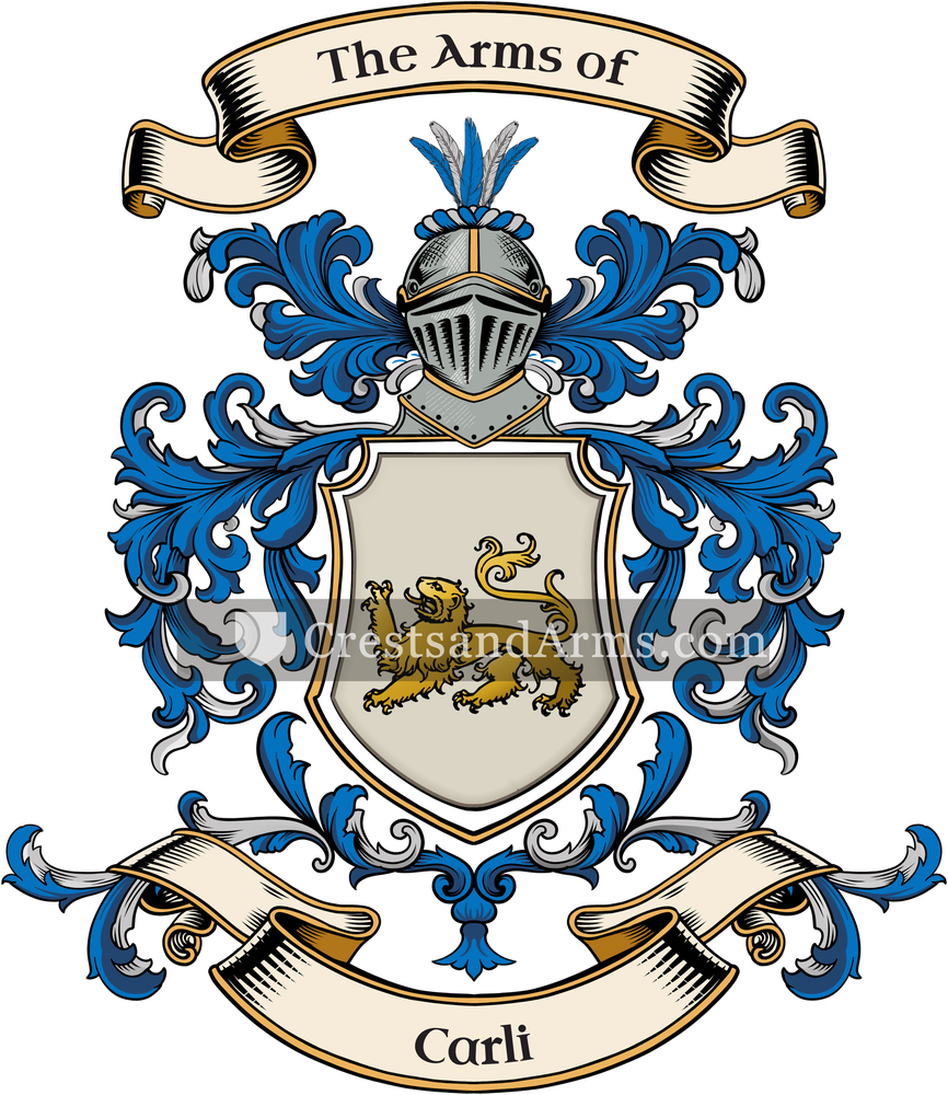 The Carli coat of arms, drawn from the recorded blazon