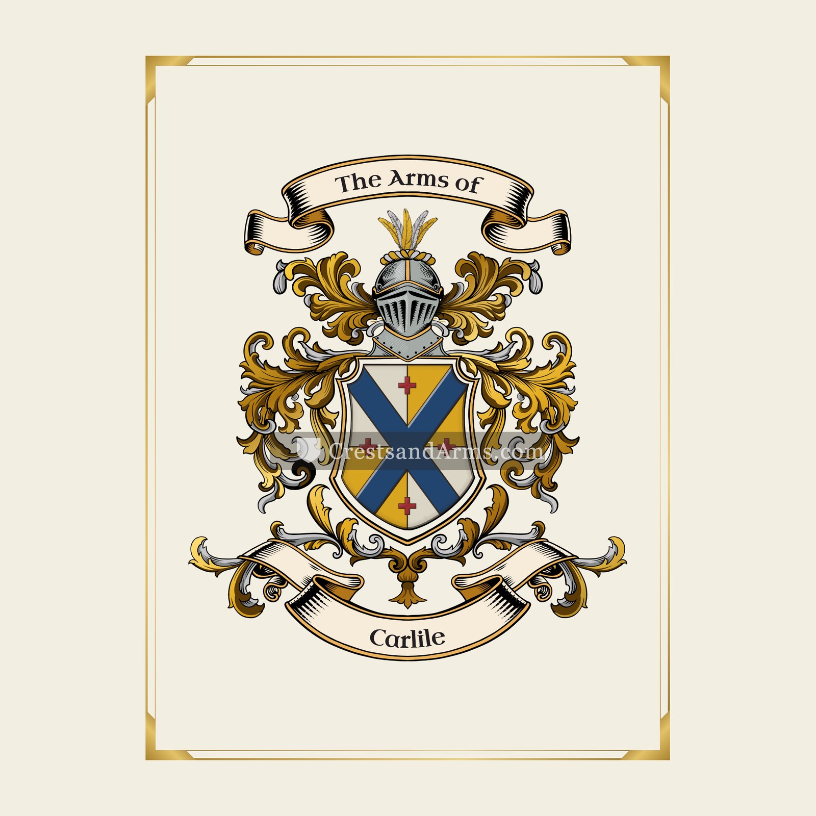 With gold border