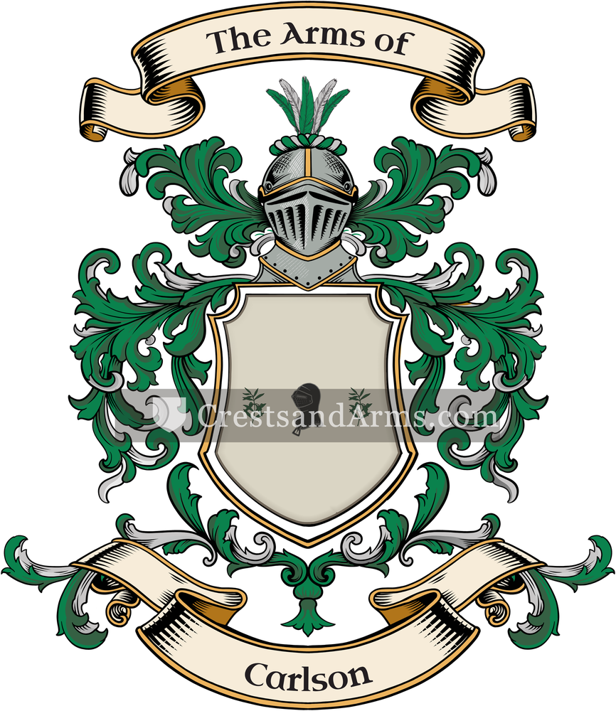 The Carlson coat of arms, drawn from the recorded blazon
