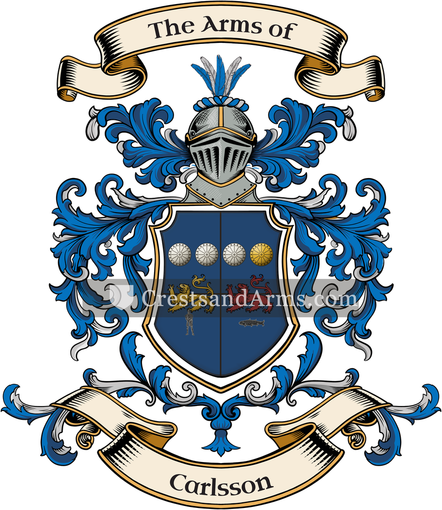 The Carlsson coat of arms, drawn from the recorded blazon