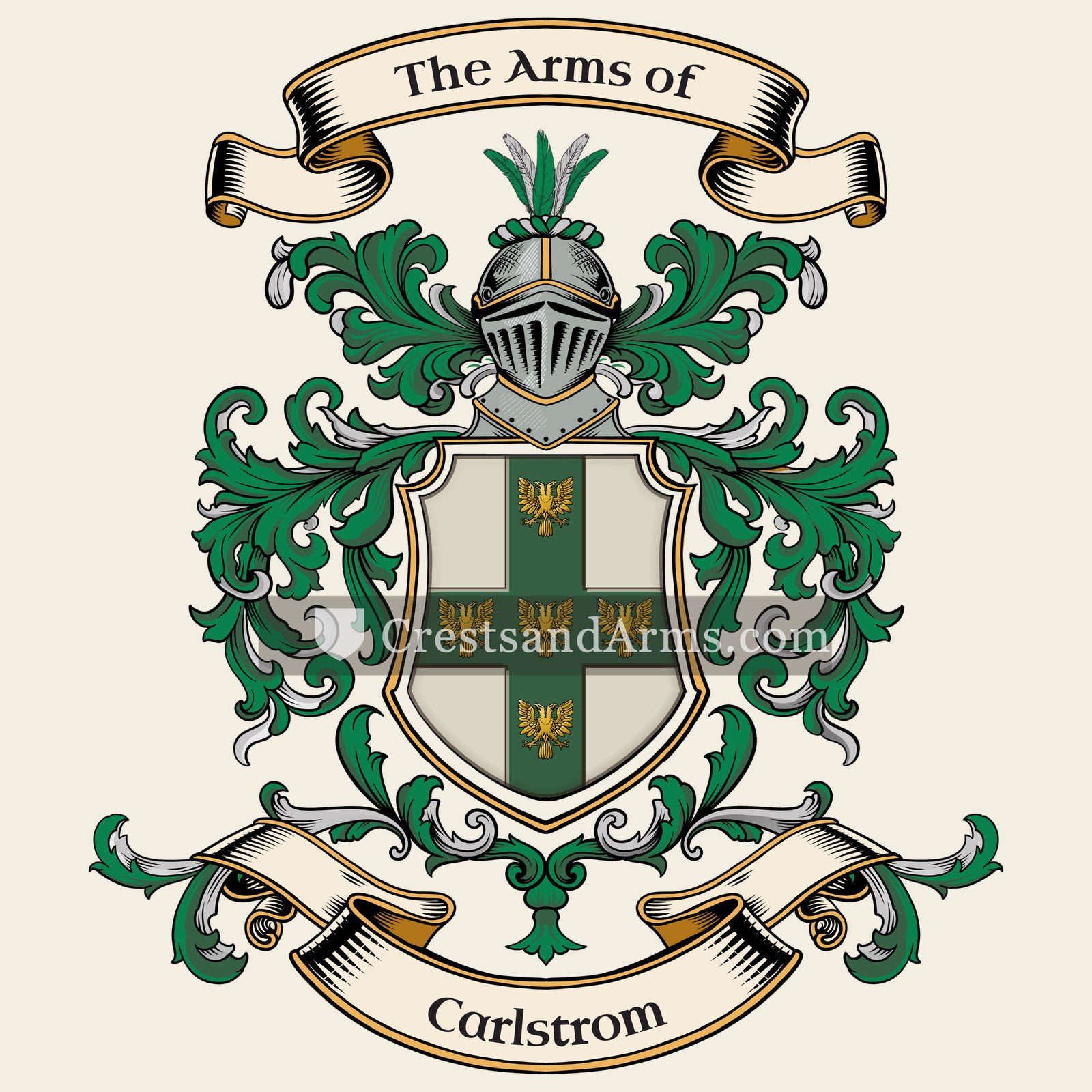 The Carlstrom coat of arms, drawn from the recorded blazon