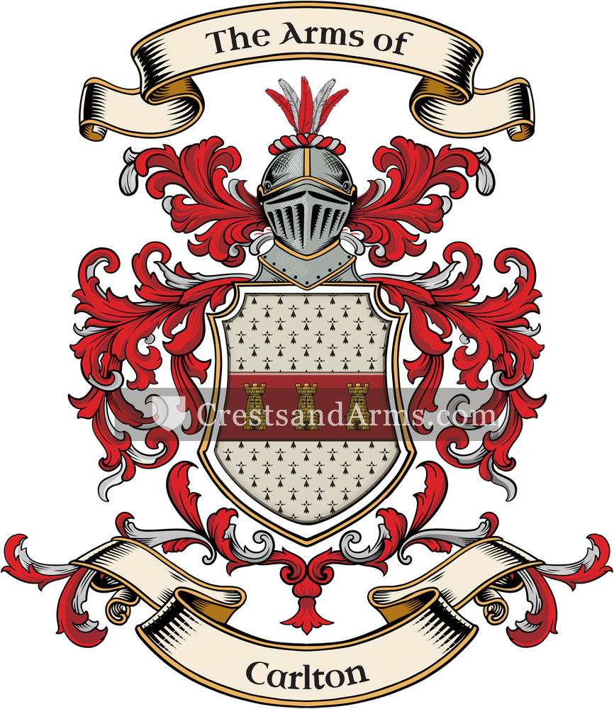 The Carlton coat of arms, drawn from the recorded blazon