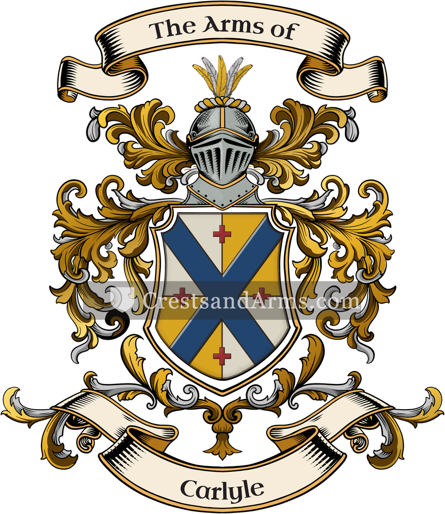 The Carlyle coat of arms, drawn from the recorded blazon