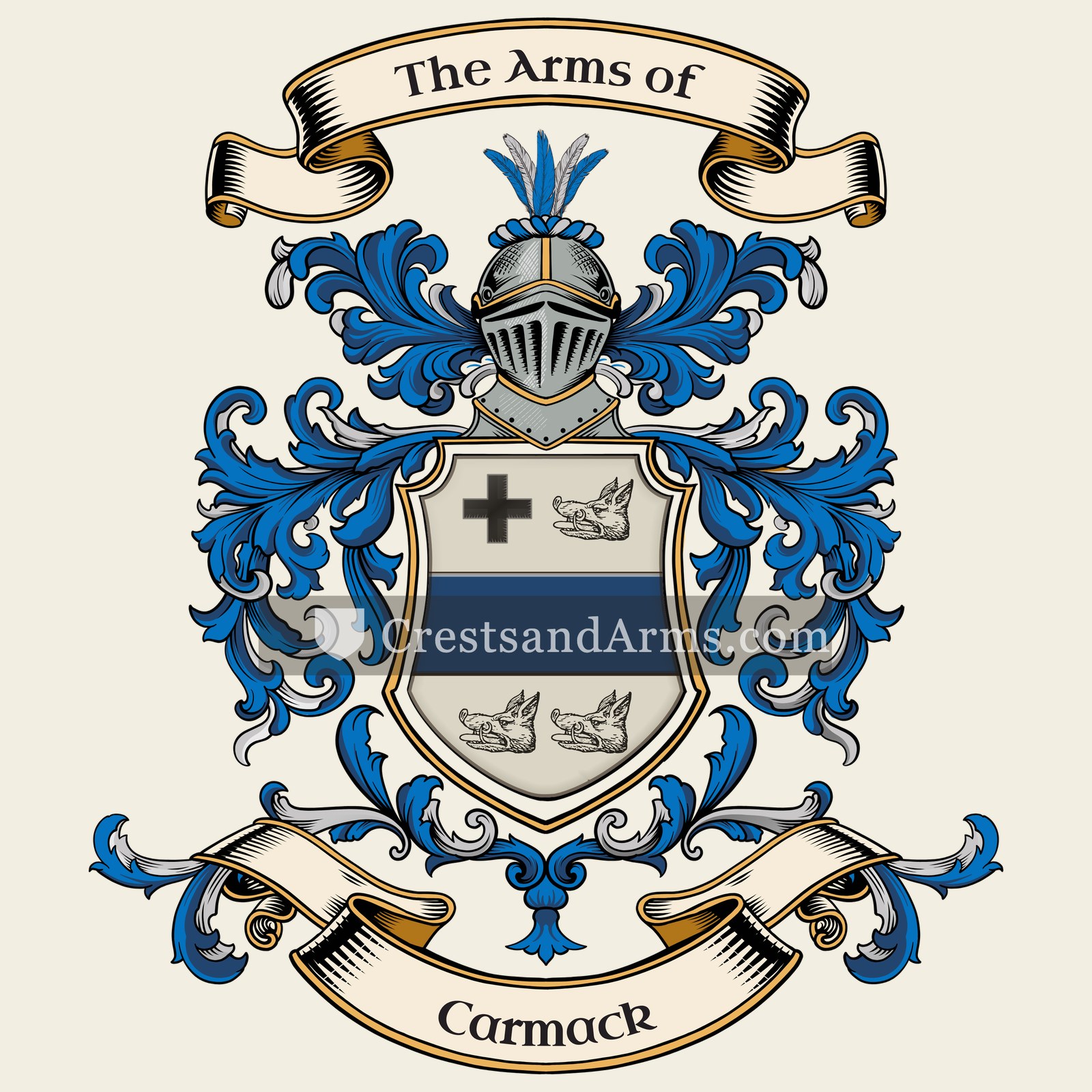 The Carmack coat of arms, drawn from the recorded blazon