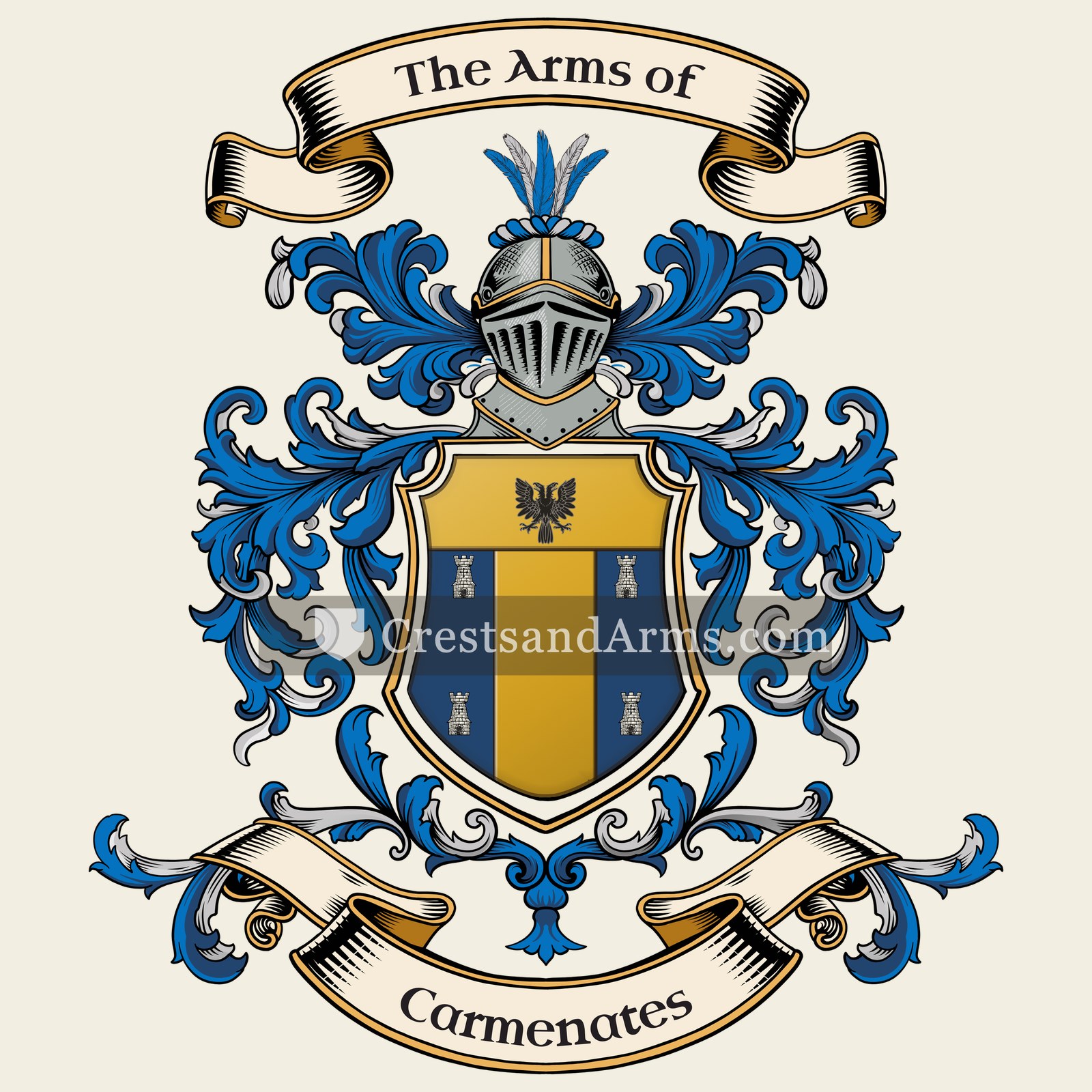 The Carmenates coat of arms, drawn from the recorded blazon