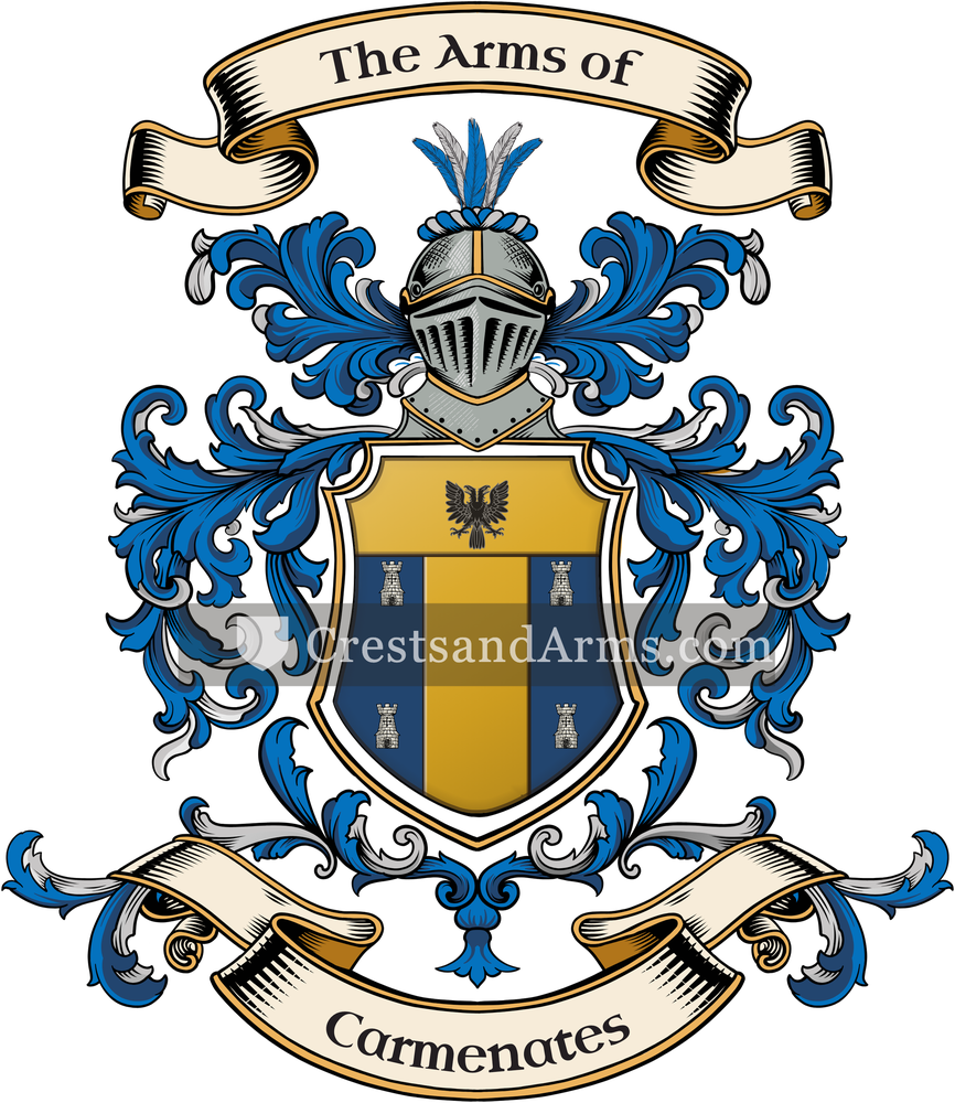 The Carmenates coat of arms, drawn from the recorded blazon