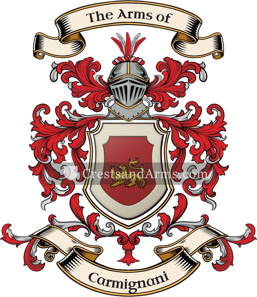 The Carmignani coat of arms, drawn from the recorded blazon