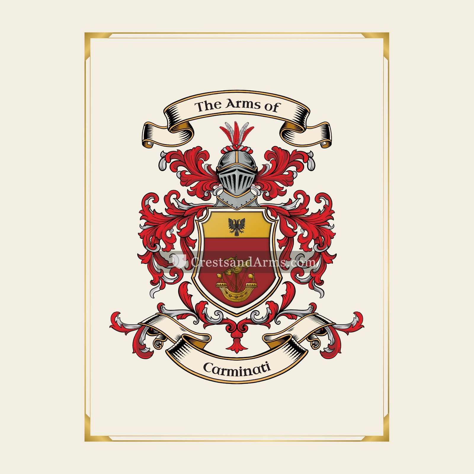 With gold border