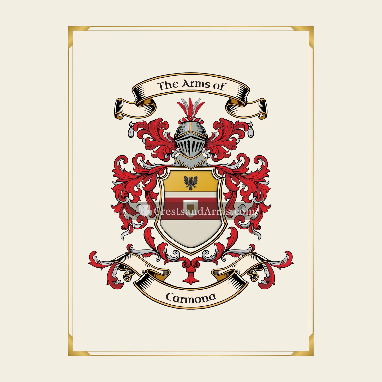 With gold border