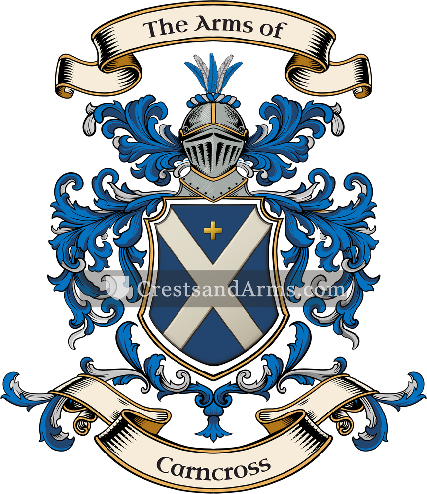 The Carncross coat of arms, drawn from the recorded blazon