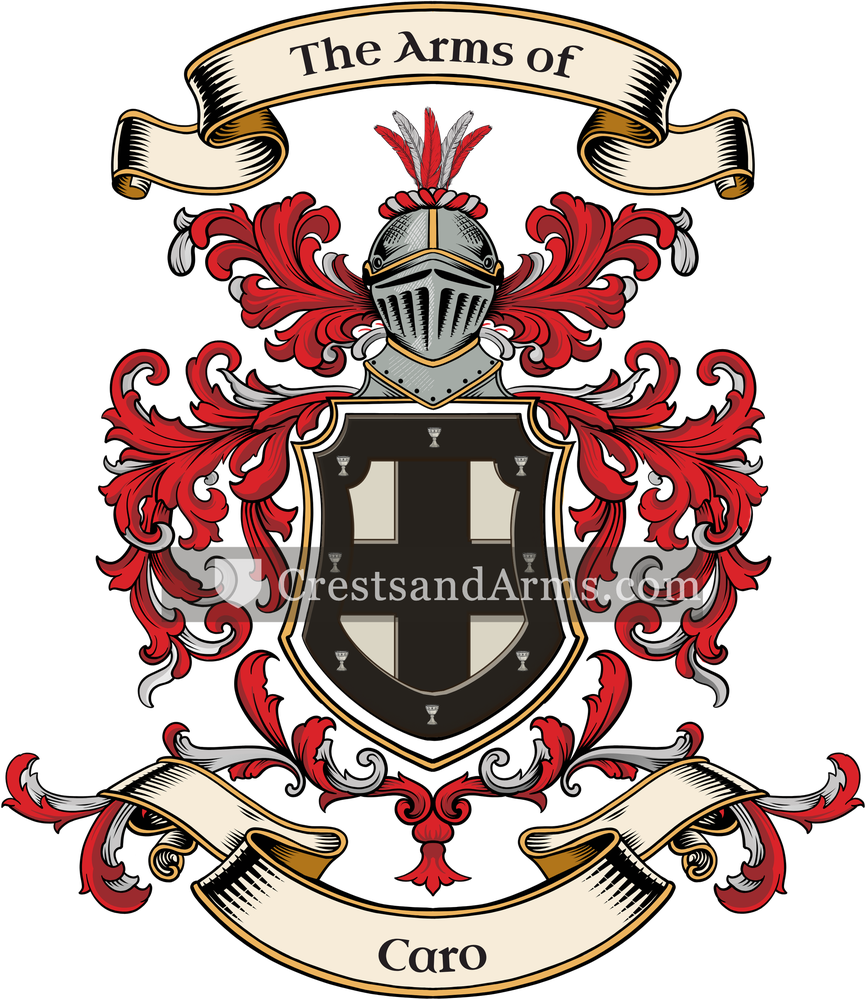 The Caro coat of arms, drawn from the recorded blazon