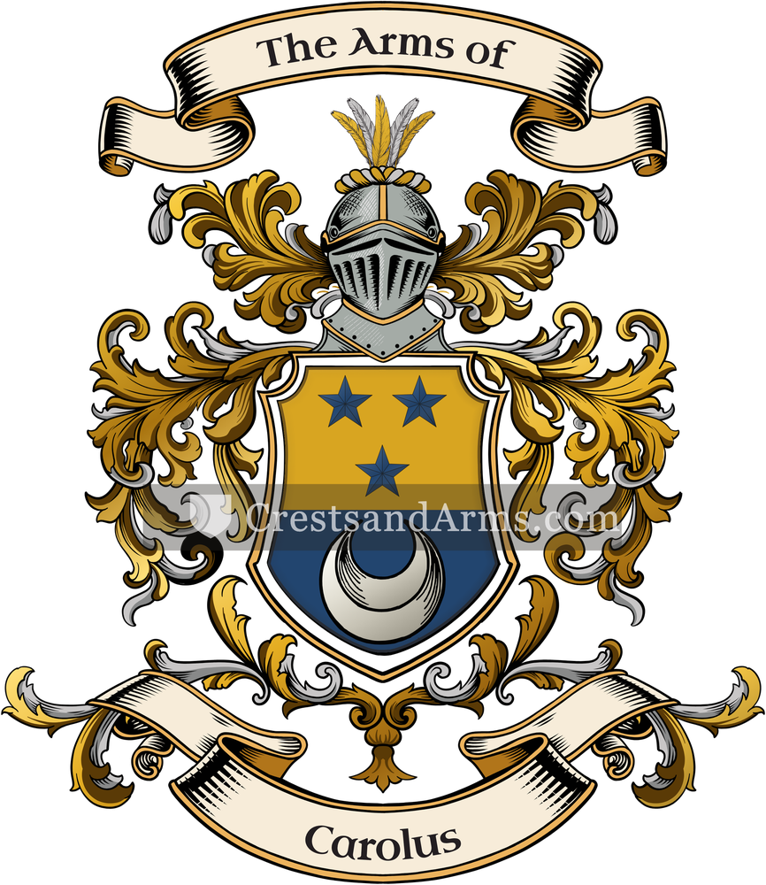 The Carolus coat of arms, drawn from the recorded blazon