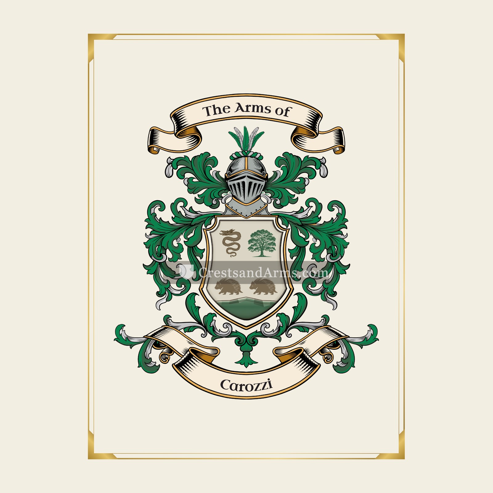 With gold border