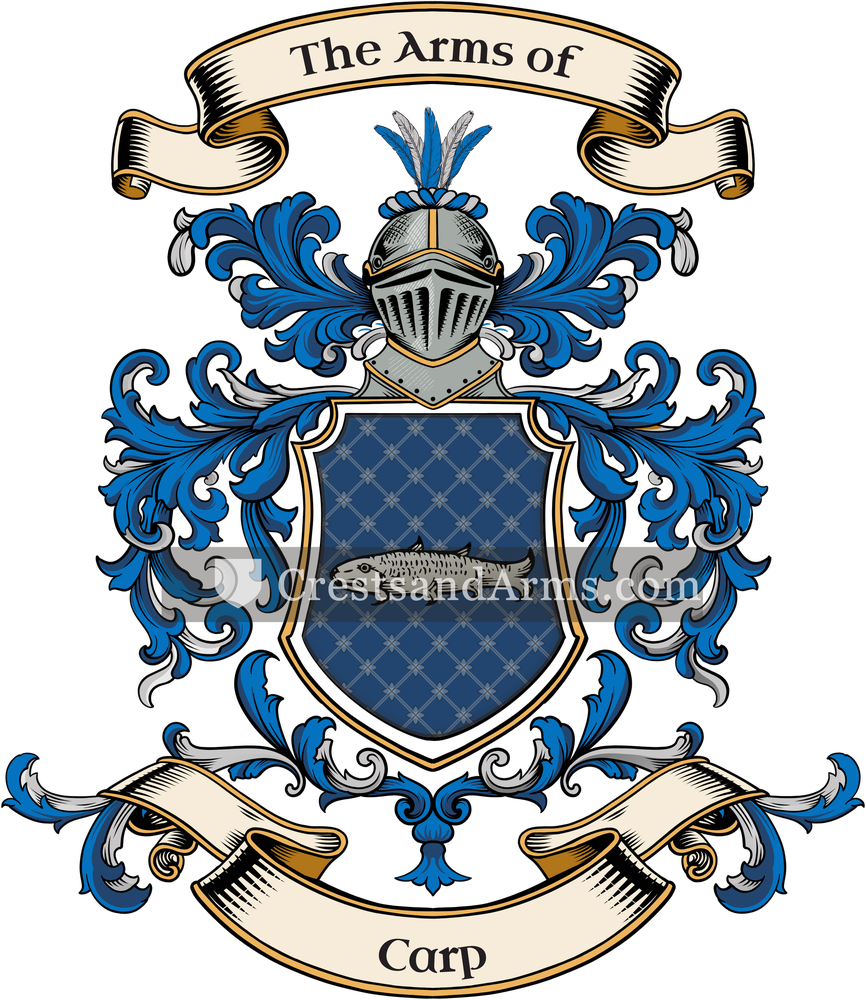 The Carp coat of arms, drawn from the recorded blazon
