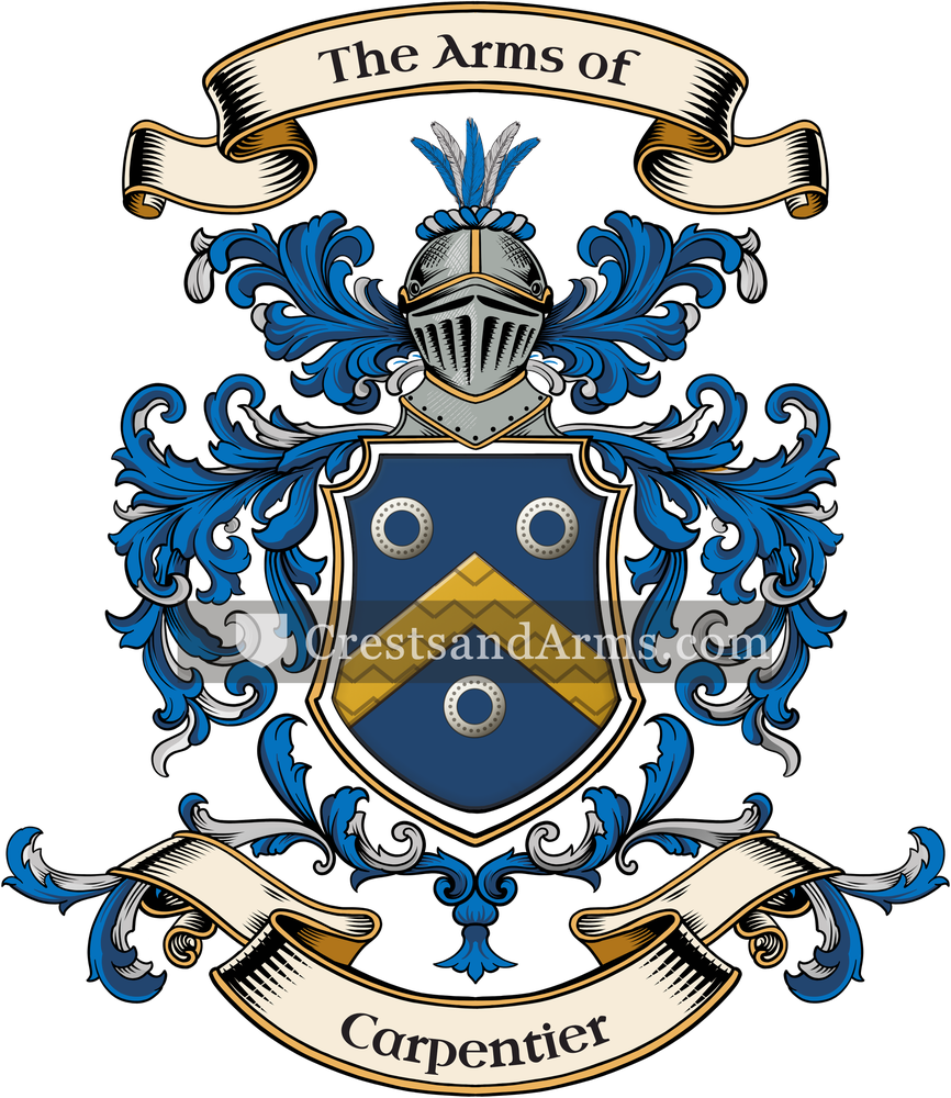 The Carpentier coat of arms, drawn from the recorded blazon