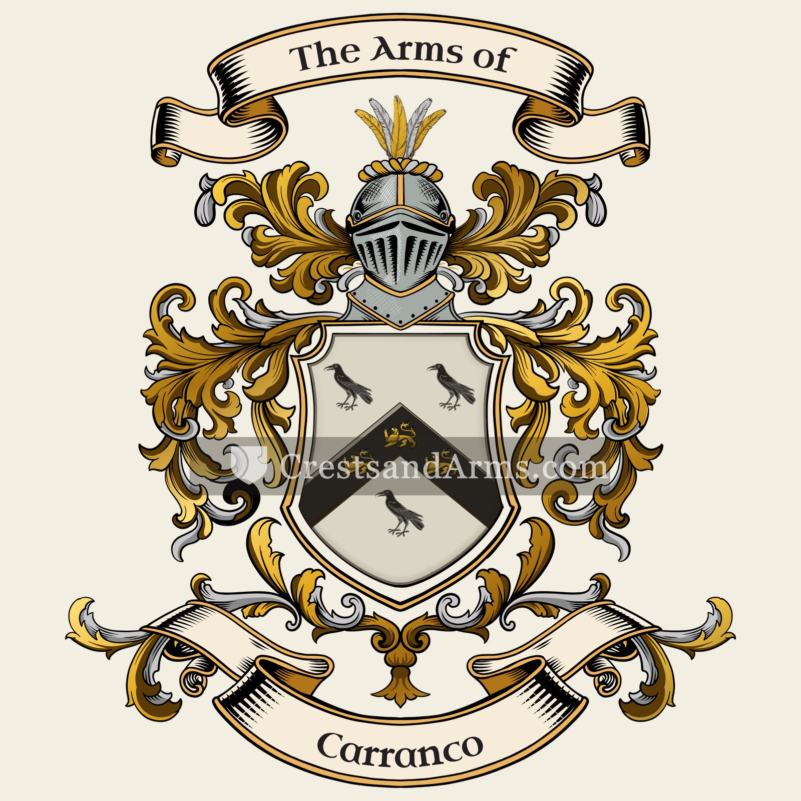 The Carranco coat of arms, drawn from the recorded blazon