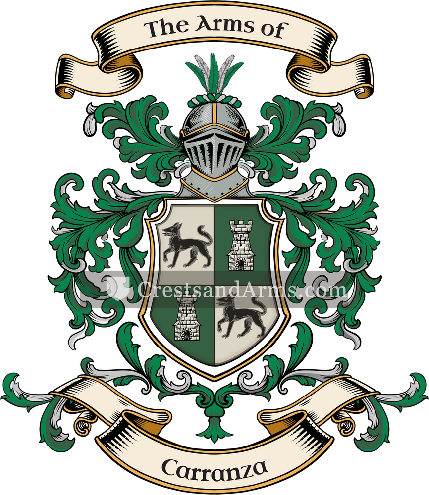 The Carranza coat of arms, drawn from the recorded blazon